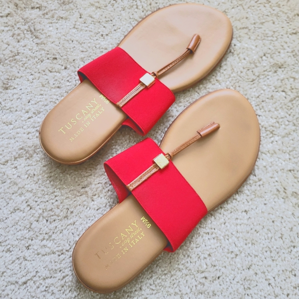 Red Tuscany by Easy Streets Stretch Thong Slip On Sandals size 9 1/2M
